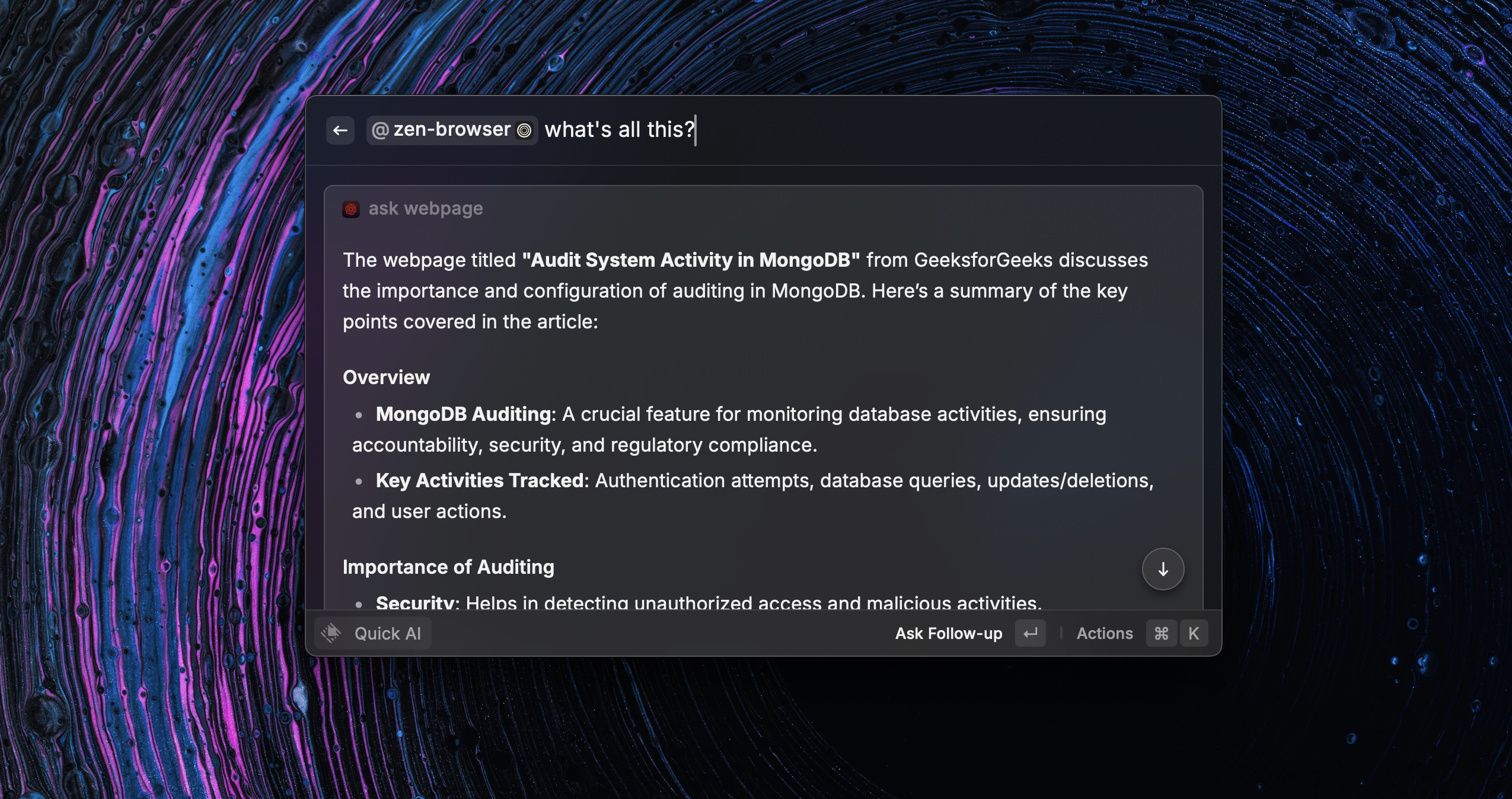 Raycast’s ask browser